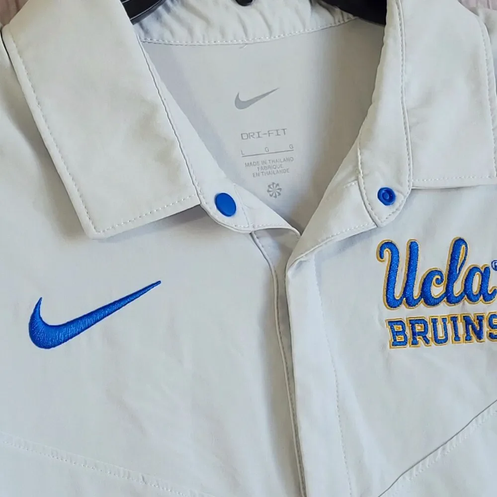 Nike Dri-Fit Polo UCLA Bruins Large NCAA Mens College Polyester Spandex White